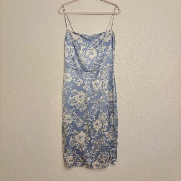 Reformation Frankie Silk Formal Dress Spaghetti Strap Porcelain Blue Floral 10 P - Picture 6 of 16